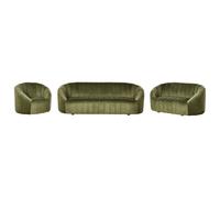 Living Room Set 6 Seater MALUNG Velvet Dark Green