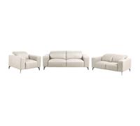Living Room Set 6 Seater OMMEL Faux Leather Light Beige