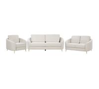 Living Room Set 6 Seater TROSA Fabric Light Beige