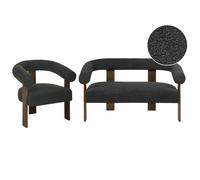 Living Room Set ILBRO Boucle Black/ Dark Brown
