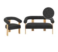 Living Room Set ILBRO Boucle Black/ Light Brown