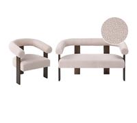 Living Room Set ILBRO Boucle Dark Brown/ Beige