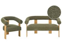 Living Room Set ILBRO Boucle Green/ Light Brown