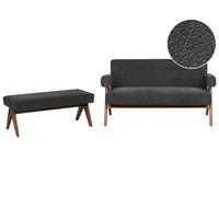 Living Room Set TAMRE Boucle Black/ Dark Brown