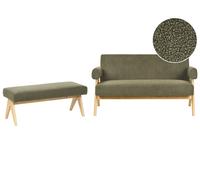 Living Room Set TAMRE Boucle Green/ Light Brown