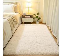 Living Room Shaggy Area Rugs 210 x 320 cm Fade Resistant, Fluffy, Lightweight, Non Slip Fluffy Rug Carpet Shag Rug Many Different Sizes for Living Room Lounge Bedroom, White