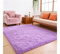 Living Room Shaggy Area Rugs 90 x 130 cm Fade Resistant, Fluffy, Lightweight, Non Slip Fluffy Rug Carpet Shag Rug Many Different Sizes for Living Room Lounge Bedroom, Purple