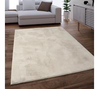 Paco Home Area Rug Living Room Shaggy Large Bedroom Rug Deep Pile Machine Washable Soft Fluffy Cream, Size:Ø 80 cm round