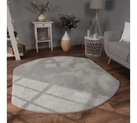 Paco Home Area Rug Living Room Shaggy Large Bedroom Rug Deep Pile Machine Washable Soft Fluffy Grey, Size:Ø 200 cm round