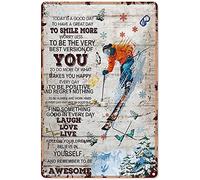 Living Room Ski Decor for Office Skiing Today is A Good Day Tin Vintage RetroMetal Wall Decor Gift for Home Bedroom Tin Sign RetroArt Wall Metal 8x12 inch