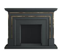 Living Room Solid Birch Wood Fireplace Mantel Shelf with Gold Stainless Steel Inlay Modern Tiered Decor(Gris)