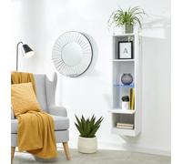 Living Room Tall Display Shelf Unit with LED White Book Galicia wall mount