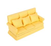 Living Room Three-seat Sofa Model Realistic Vintage Life Scene Dolls House Pretend Game Furnishings Couch Miniature Dollhouses Girls