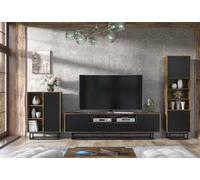 Living Room Tv Unit 200Cm Set Loft Rustic & Black Matt Doors - Creative Furniture