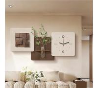 Living Room Wall Decoration with Clock, 3D Decorative Clock Glass Vase, Sandstone Art for Bedroom and Study Room(Brown,19.7 * 39.4 in)