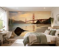 Living room wallpaper 144x97 inch Golden Gate Bridge wall mural decor + adhesive
