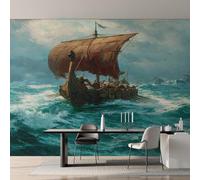 Living Room Wallpaper for Bedroom, Pirate Ship Wallpaper, Nautical Ship Sea Ocean Wall Mural, Home Decor, Photo Wall Paper, 300 x 210 cm VY-16