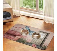 Living Room Walls Pet Feeding Mat Dog Cat Eating Food Absorbent Leather Tablecloth for and Water Bowl Waterproof No Stains Quick Dry Non-Slip 23.62 * 15.75IN