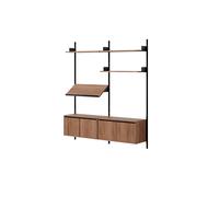 New Works - Living Wall Shelf Two Low Cabinets With Doors, Walnut - Walnut