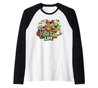 Living that Cash Day Life Funny Pig Sunglasses Car Money Raglan Baseball Tee