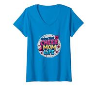 Living That Cheer Mom Life V-Neck T-Shirt, Women, Sapphire, S