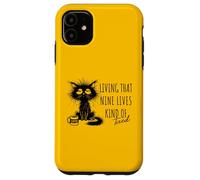 Living That Nine Lives Kind of Tired Cat Coffee Lover Case for iPhone 11