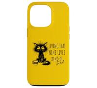 Living That Nine Lives Kind of Tired Cat Coffee Lover Case for iPhone 13 Pro