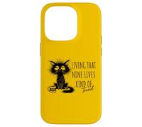 Living That Nine Lives Kind of Tired Cat Coffee Lover Case for iPhone 14 Pro