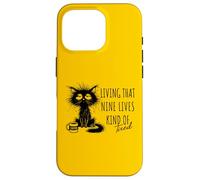 Living That Nine Lives Kind of Tired Cat Coffee Lover Case for iPhone 16 Pro