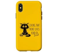 Living That Nine Lives Kind of Tired Cat Coffee Lover Case for iPhone X/XS