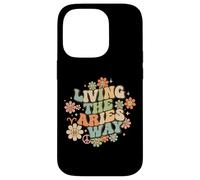 Living the Aries Way Retro Zodiac Horoscope Celestial Case for iPhone 14 Pro