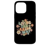 Living the Aries Way Retro Zodiac Horoscope Celestial Case for iPhone 14 Pro Max