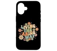 Living the Aries Way Retro Zodiac Horoscope Celestial Case for iPhone 16
