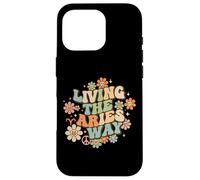Living the Aries Way Retro Zodiac Horoscope Celestial Case for iPhone 16 Pro