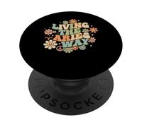 Living the Aries Way Retro Zodiac Horoscope Celestial PopSockets Adhesive PopGrip