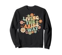 Living the Aries Way Retro Zodiac Horoscope Celestial Sweatshirt