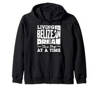 Living The Belizean Dream One Day At A Time Belizean Flag Zip Hoodie