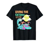 Living The Cali Sober Life Surfing Beach Summer Vibes T-Shirt