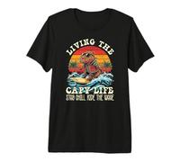 Living The Capy Life Capybara Surfing Retro Sunset Premium T-Shirt