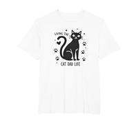 Living The Cat Dad Life: Feline Father's Paw-Some T-Shirt, Men's Big and Tall, White, 3X Tall
