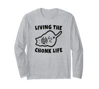 Living the Chonk Life Funny Fat Cat Long Sleeve T-Shirt