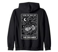 Living The Dead Life The Dreamer Skeleton Tarot Halloween Zip Hoodie