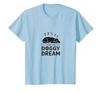 Living The Doggy Dream: Sleepy Pup Pet Owner T-Shirt, Kids, Baby Blue, 12 Years