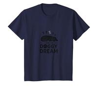 Living The Doggy Dream: Sleepy Pup Pet Owner T-Shirt, Kids, Navy, 6 Years