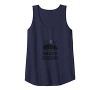 Living The Doggy Dream: Sleepy Pup Pet Owner Tank Top, Women, Navy, S