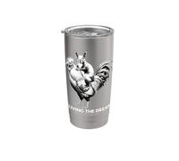 Living the Dream Funny Squirrel Riding Chicken Design Stainless Steel Insulated Tumbler