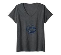Living The Dream Hammock Sun Relaxation V-Neck T-Shirt, Women, Dark Heather Grey, M