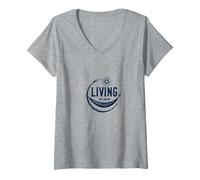 Living The Dream Hammock Sun Relaxation V-Neck T-Shirt, Women, Heather Grey, XXL