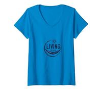 Living The Dream Hammock Sun Relaxation V-Neck T-Shirt, Women, Sapphire, S