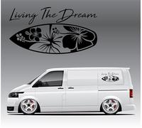 Living The Dream Large Van Vinyl Sticker Caravan Motorhome Truck Camper Van Large Car Bodywork Decal Mountain Compass Black